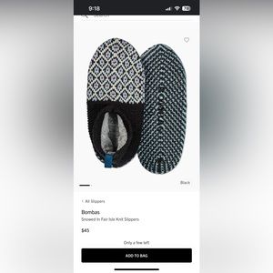 Bombas Snowed In Fair Isle Knit Slippers - Size Large